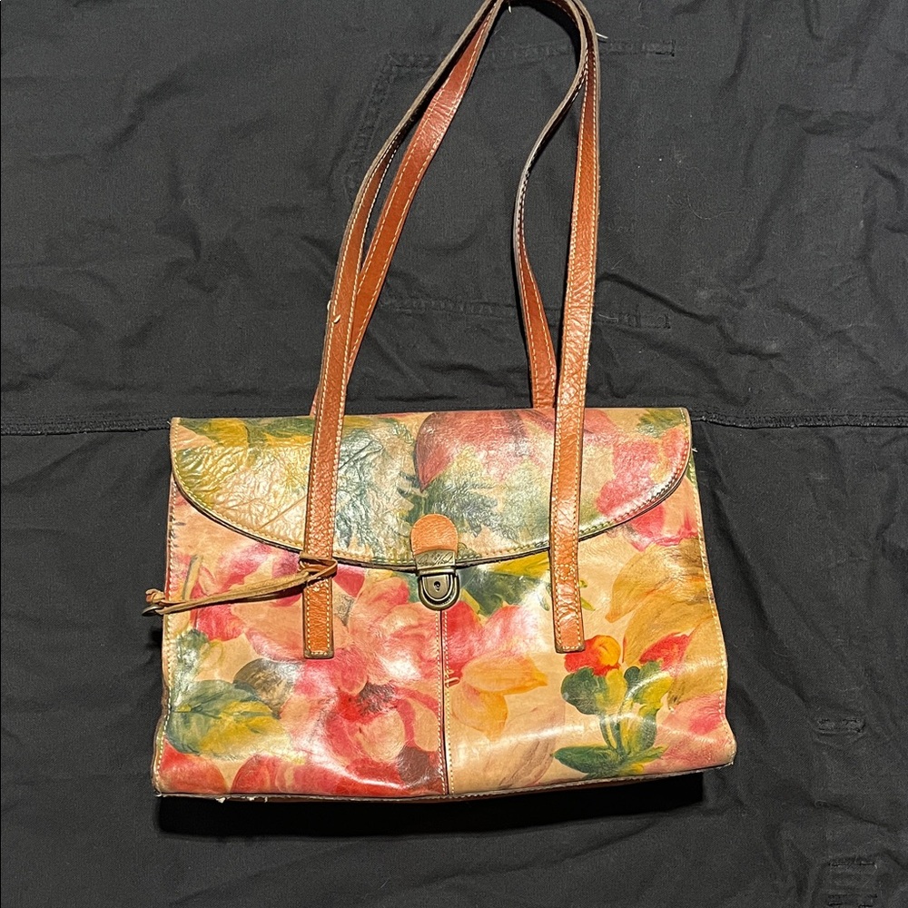 Patricia Nash Artistic Floral Shoulder Bag - Pink and Tan